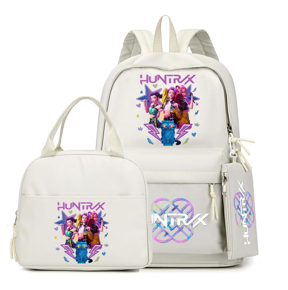 Set 3 buc./set Rucsac K-Pop Demon Hunters Imprimat cu Geantă de mână Etui pentru creioane pentru Adolescent Student Băiat Fată Ghiozdan Ghiozdan Capacitate Mare Geantă de Călătorie