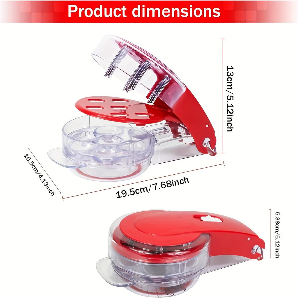 6 in 1 Cherry Pitter Tool with Ergonomic Handle , Portable, Mess Free Seed Remover for Cherries, Jujube , Dates, Easy Clean Silicone Design,