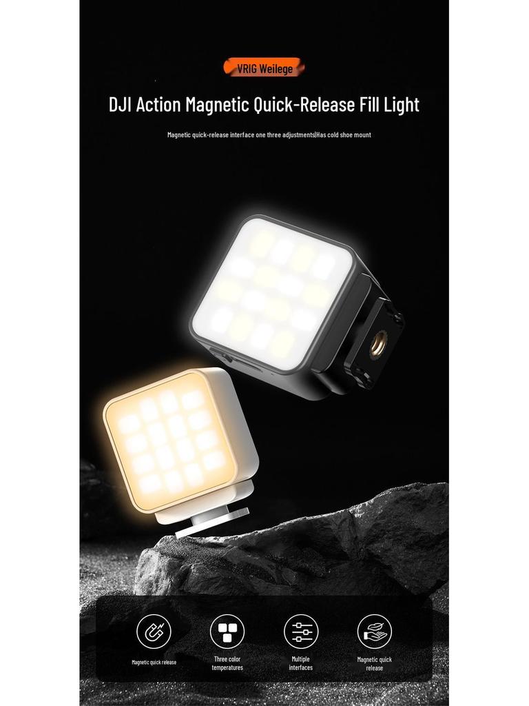 Magnetic Dimmable Beauty Fill Light for OSMO Pocket3 & Action5Pro Cameras