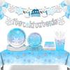 Snow Ice Freeze Theme Birthday Decoration Disposable Tablecloth Paper Plates Cups Napkins Baby Shower Wedding Party Supplies