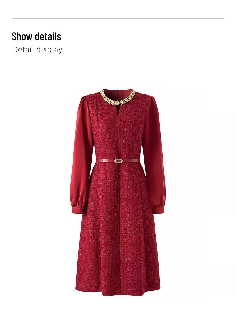 High-End Lurex Tweed Autumn/Winter Banquet Gown Dress - Nanyou Collection