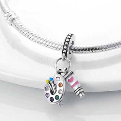 Charms Platacreative Color Palette Heart-Shaped Pendant Fit Originalbracelets Charms For Women Jewelry Diy Making Gift