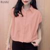 ZANZEA Lässige Bluse mit Umlegekragen und einfarbigen Kurzarmshirts für Damen