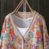 Female Floral Cardigans Winter V Neck Sweater Women Autumn Button Long Sleeve Warm Casual Ladies Knitted