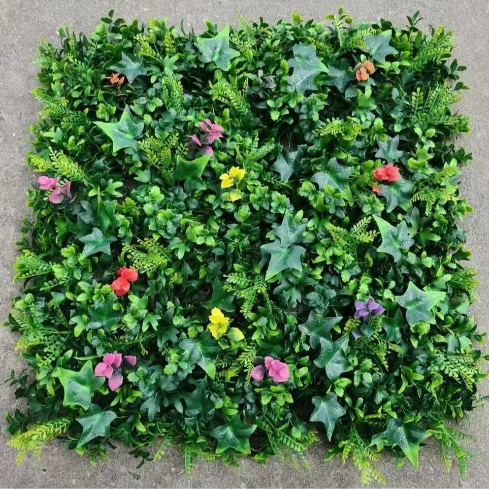 50×50cm Artificial Green Plant Wall - Plastic Vertical Garden, Fake Flower Wall, Synthetic Turf Background