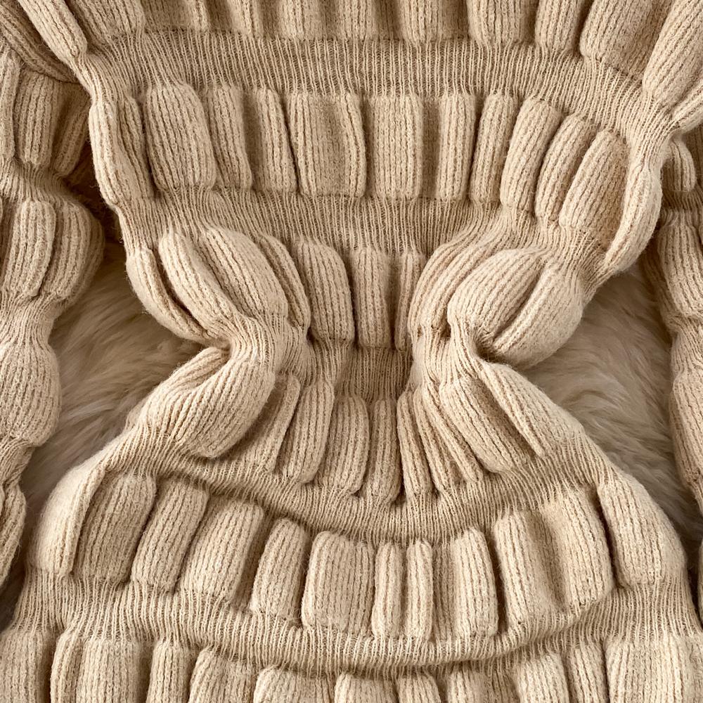 Podzim Zima Záhyby Pletený svetr Šaty Ženy Móda Ležérní Jednobarevné Plný Rukáv Mini Krátké Úplety