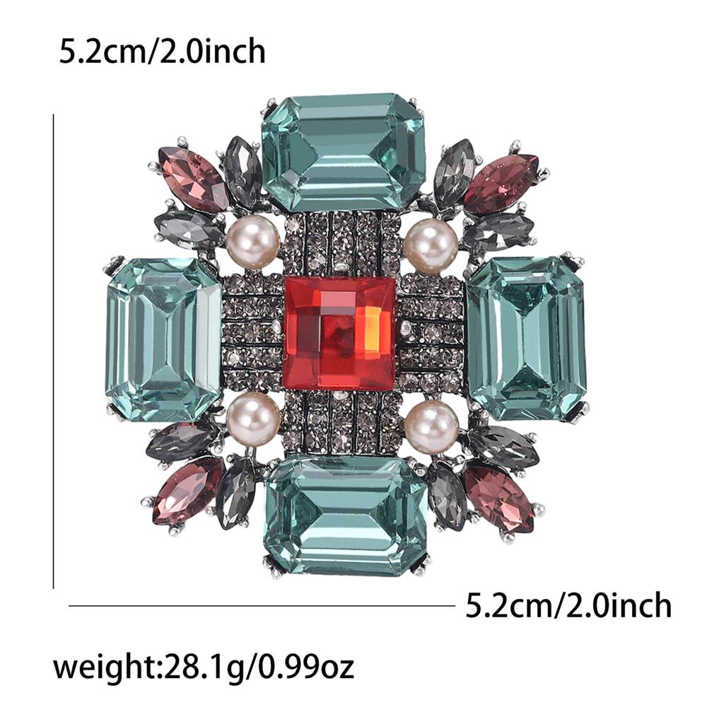 Elegant European-American Alloy Glass Square Brooch: Fashionable Women's Shawl Pin