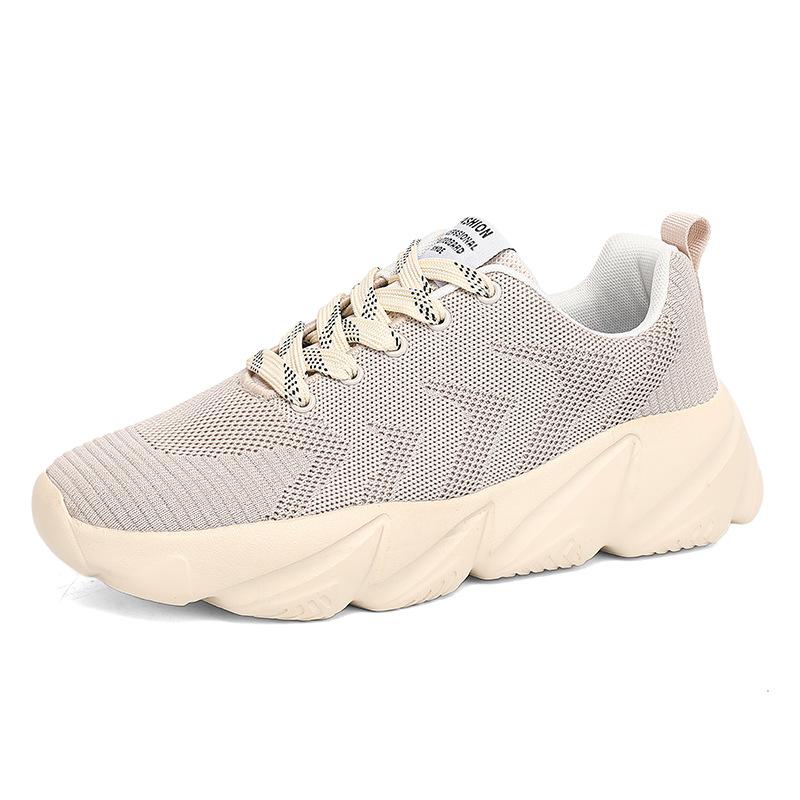 

2025 spring and autumn new lightweight sports shoes front lace-up men s and women s breathable casual shoes comfortable and versatile sports shoes 44 бежевый