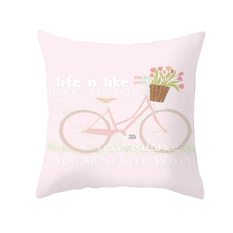 Bicycle Pattern Decorative Pillowcase Living Room Office Decoration Home Pillowcase