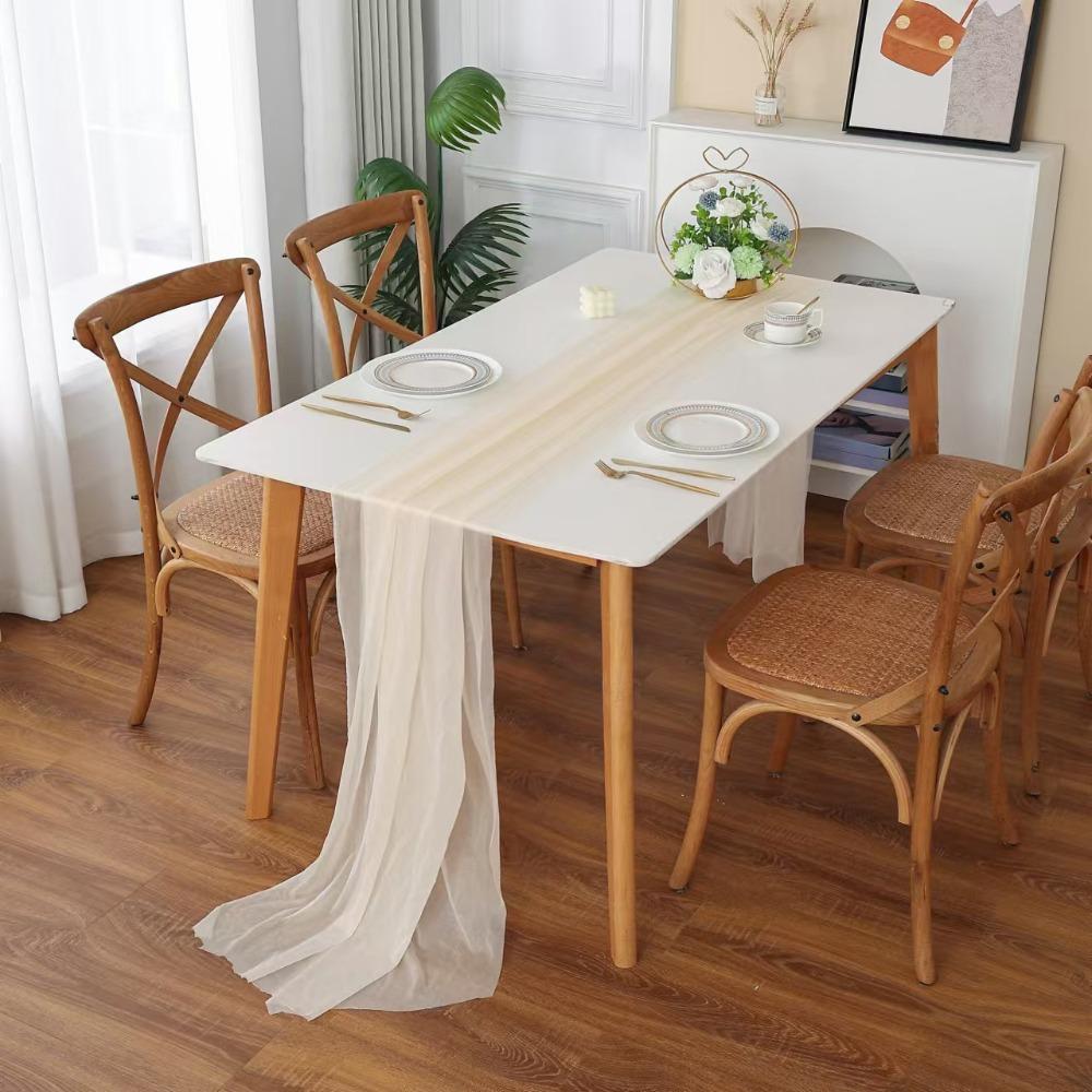 Новый Полиэфирный Шифоновый Скатерть-Дорожка 30x300см Однотонный Цвет Вечеринка Свадебная Скатерть Свадебная Скатерть Наружное Украшение бежевый