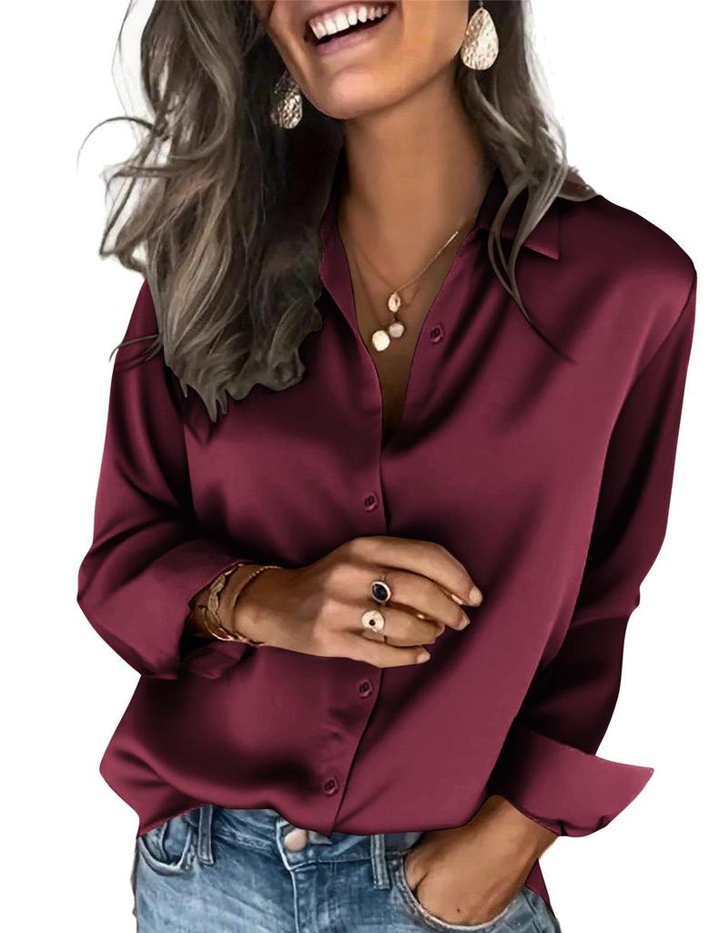 Women's Satin Long-sleeve Business Casual Shirt - Spring/Autumn 2026