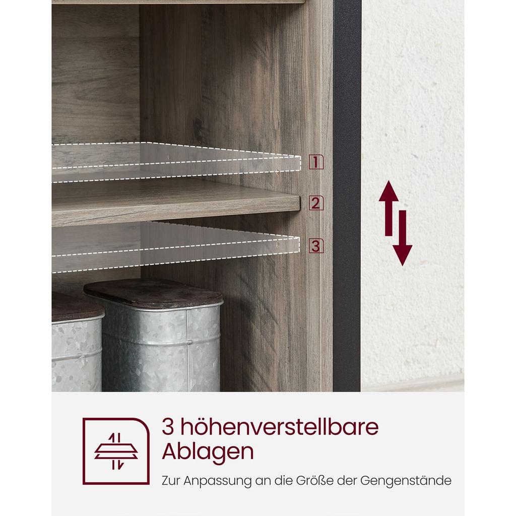 VASAGLE Sideboard, Kitchen Cabinet, Storage Cabinet with 2 Sliding Doors, 33 x 100 x 80 cm, Adjustable Shelves, Country Style, for Living Room