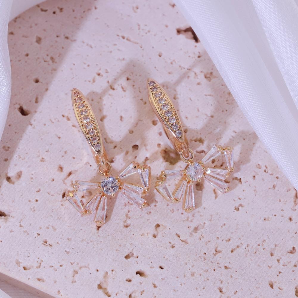 1 Pair Simple Bow Tie Dangle Earrings for Women Zirconia Earring Jewelry Wedding Party Accessories