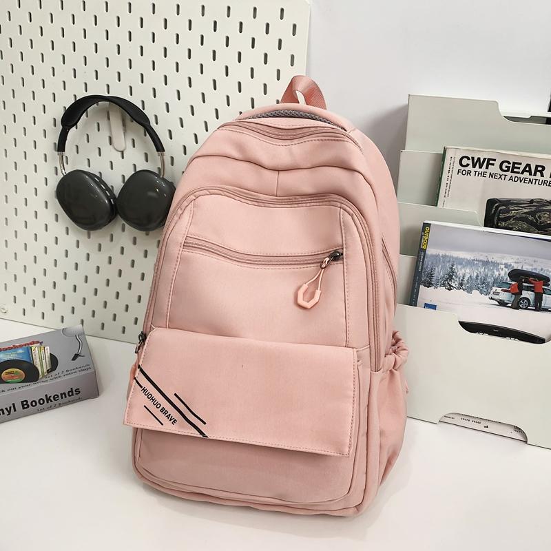 Dámský jednobarevný batoh College Style Velkokapacitní studentský školní batoh Batoh pro střední školy
