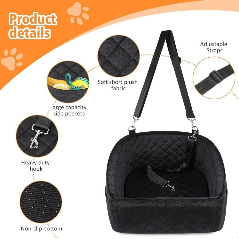 Multifunctional Dog Car Seat Detachable Travel Bed with Storage Pockets for Small Medium Dogs