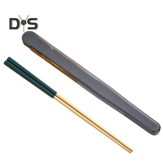 1 Set Compact Food Chopsticks Rust-proof Practical Chopsticks Tableware with Folding Storage Box