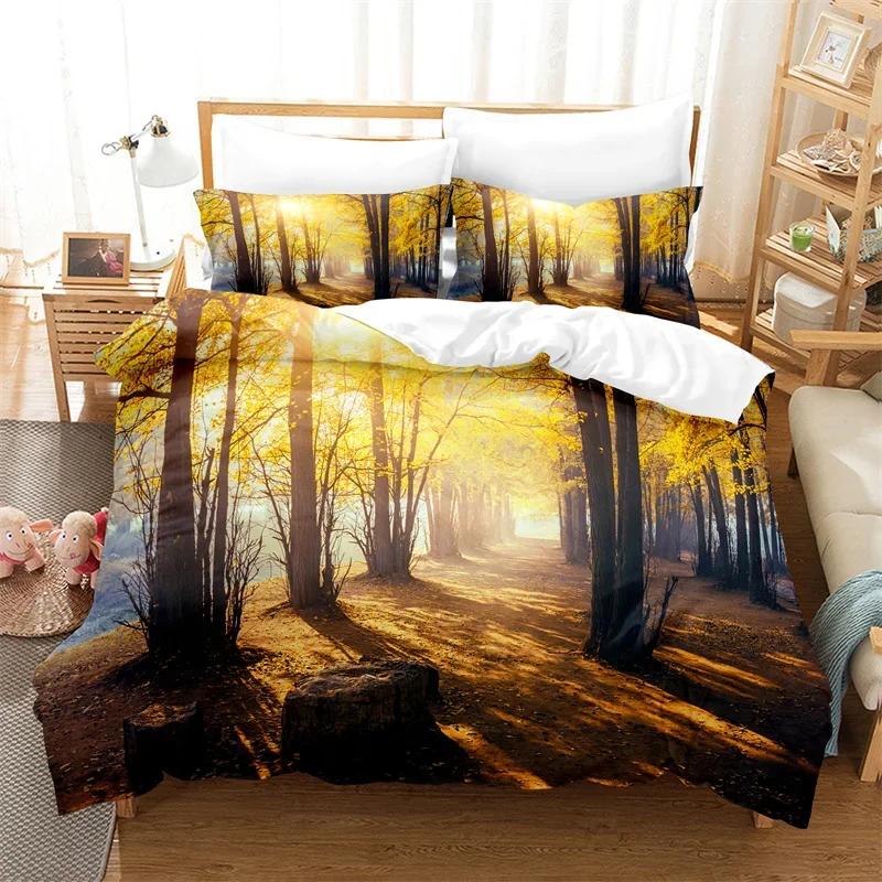 Tree Duvet Cover Set Twin Full King Mysterious Woods Bedding Set Polyester Fantasy Starry Sky Comforter Cover Forest Quilt Cover