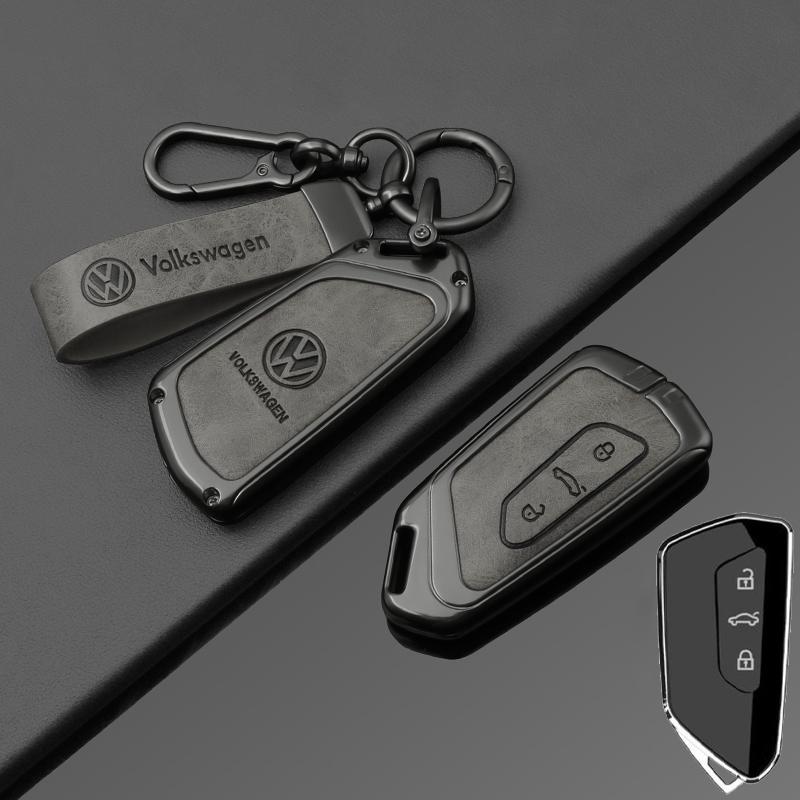 T25Fashion New Double-sided Leather Car Key Case Cover Shell Protection Auto Styling Accessories For VW Volkswagen Golf 8 MK8 Leon