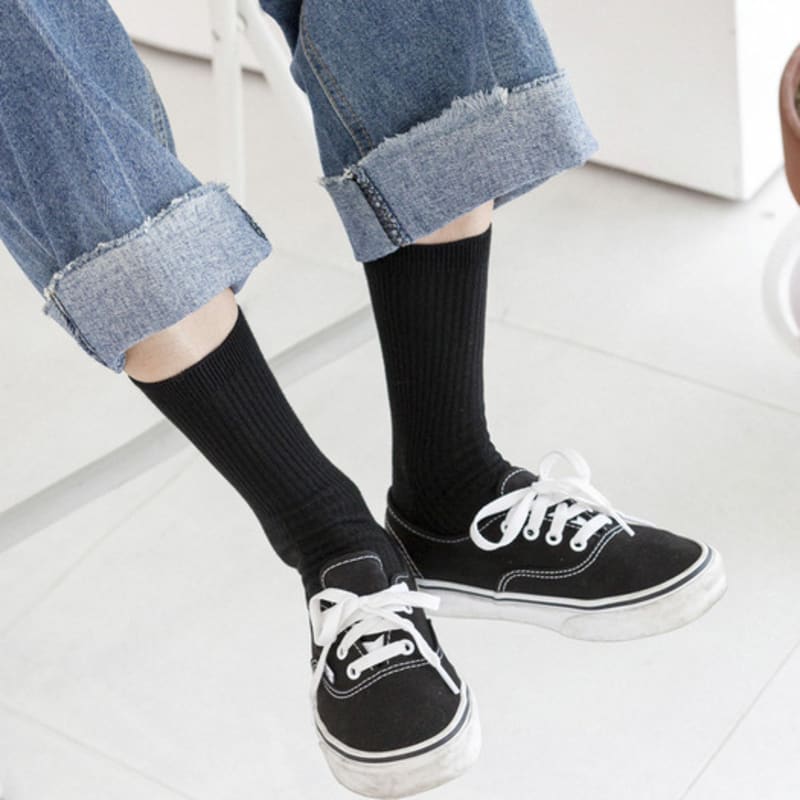 Biarritz Socks [5set] Four Seasons Daily Mid-calf Crew Socks, High-teen Barbie, 2 Colors