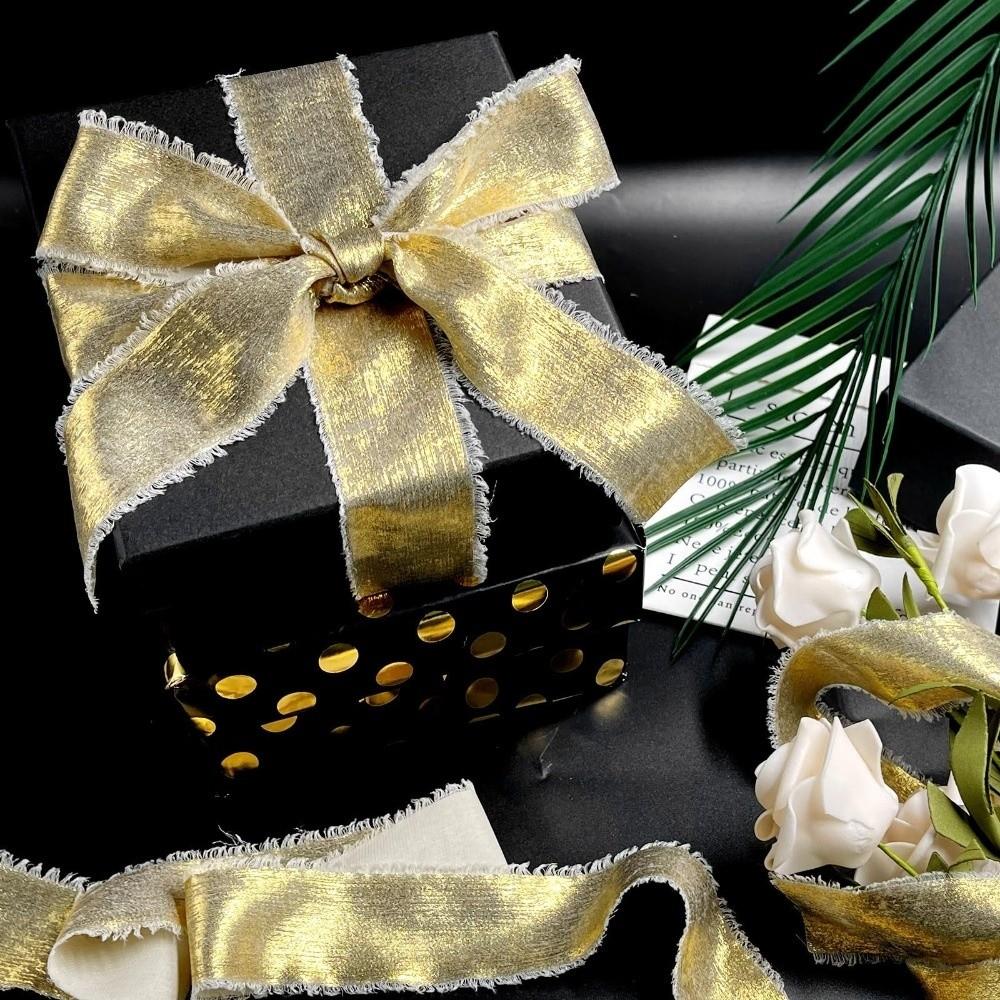 4cm Width Glitter Chiffon Ribbon Decorative Ribbon Elegant Silk Frayed Ribbon 5m Length Luxury Frayed Ribbon Wedding Decor