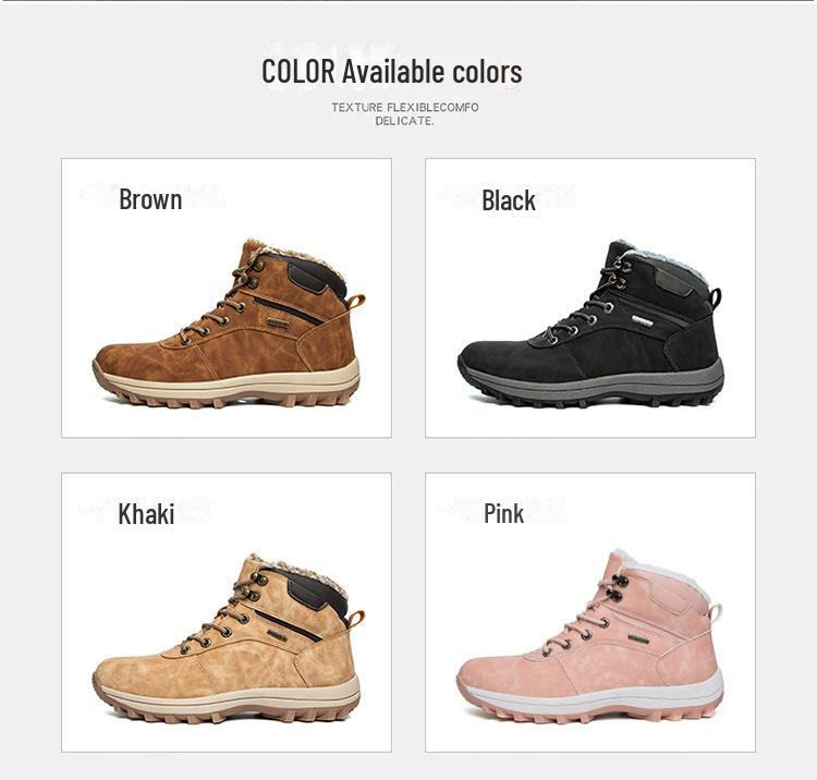 Men's 2025 Winter Velvet-Lined Snow Boots with Thick Soles - Warm Cotton Shoes for Teens In Cold Climates