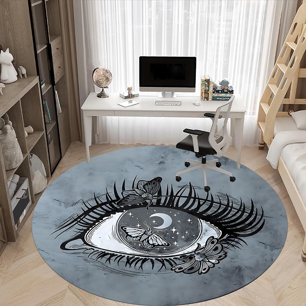 1pc Eye Butterfly Office Round Rug, Carpet for Office, Gaming, Lightweight Round Floor Mat yy260205037