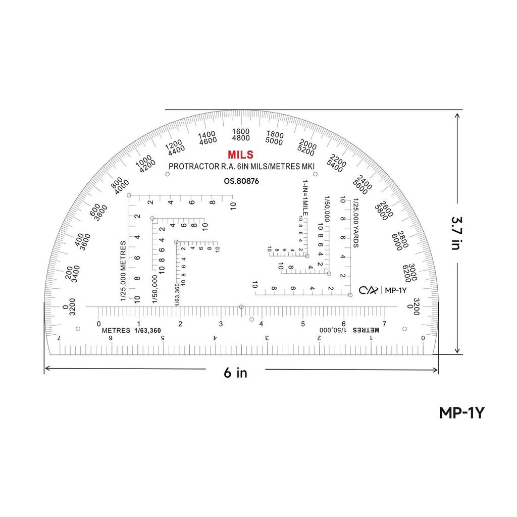 Military Protractor: 6" & 9" Built-in Scale, MP-1 Mapping Ruler for Tactical Training