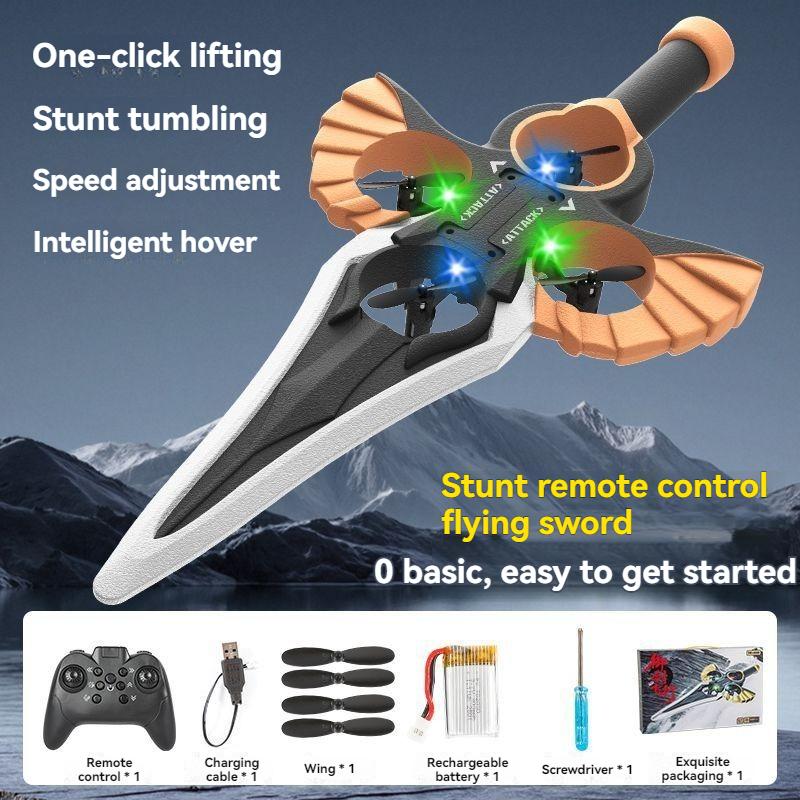 Remote control flying sword aircraft, fighter jet, stunt rolling, one click lifting and flying toy, boy remote control toy