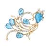 DIEZI New Bride Bouquet Summer Blue Luxury Beach Brooches for Wedding Korean Leaf Flower Rhinestone Brooch Pins Women Brooch