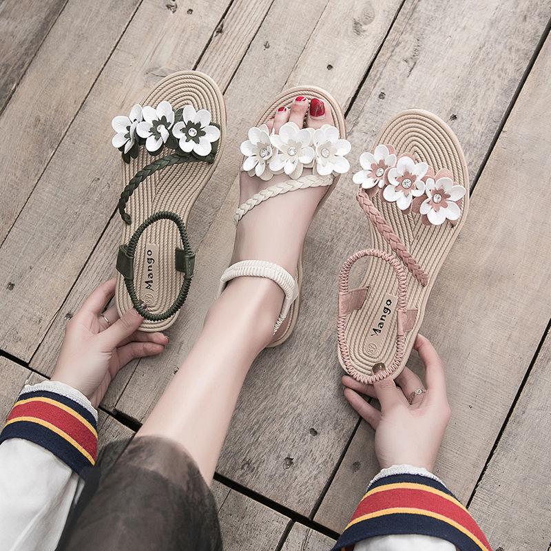 Fashion Beach Sandal Woman Summer 2024 Orthopedic Without Heel Comfortable Flat Women Roman Espadrilles Sandals New Green Chic Elegant