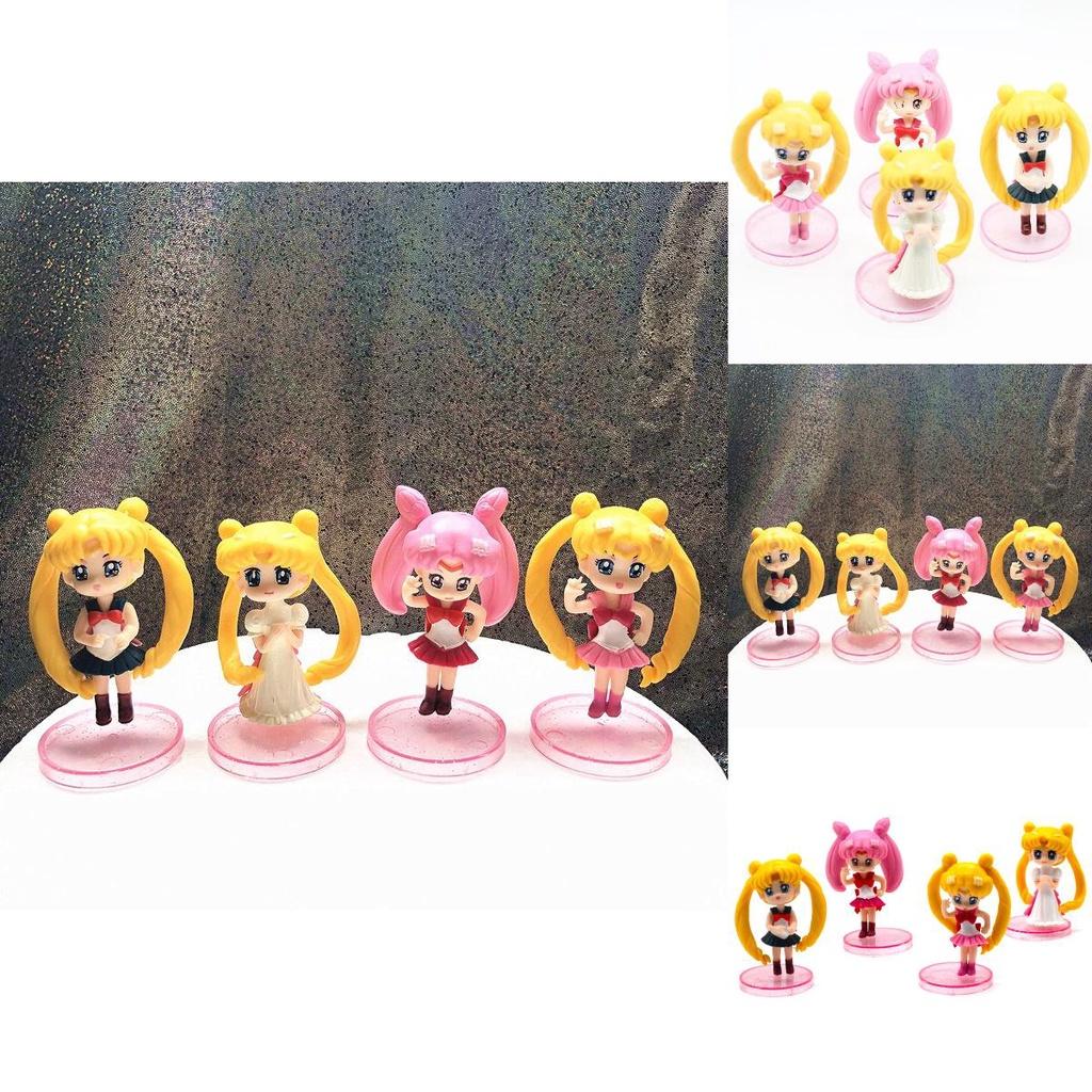 Adorable Sailor Moon Miniature 4pcs Set For Dollhouse And Cake Decoration
