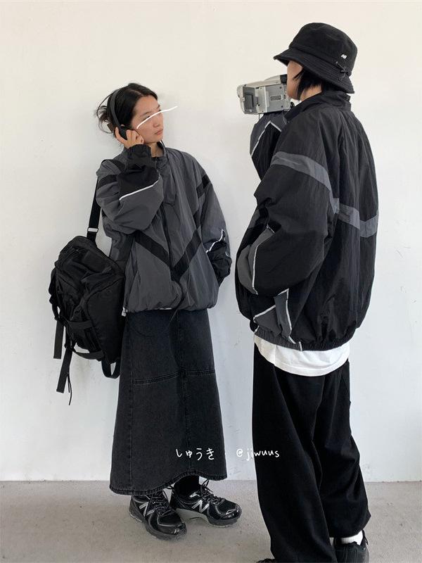 Herren Vintage Retro Windbreaker Jacke mit Reißverschluss - Vielseitige Frühling/Herbst Freizeitkleidung