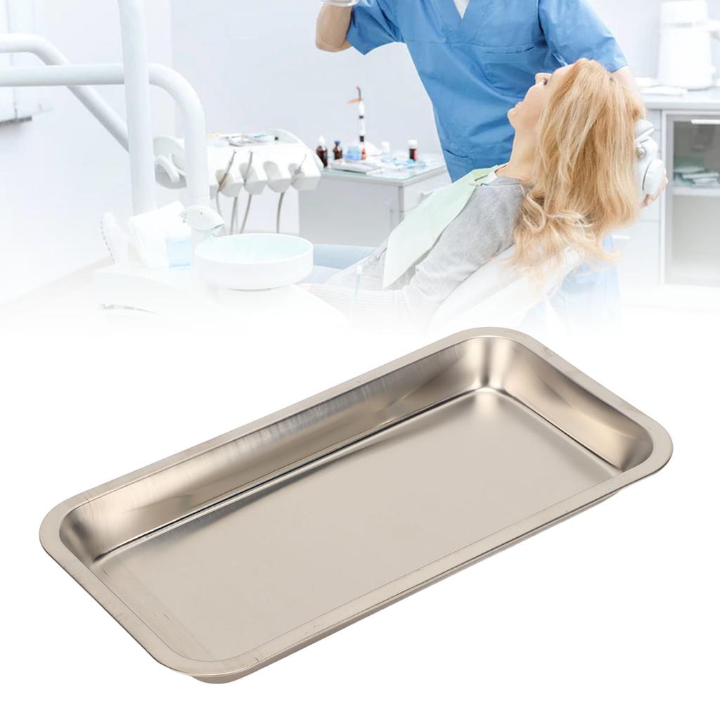 Stainless Steel Surgical Dental Tray Rectangular Metal Cosmetic Storage Tray for Nail Art Equipment