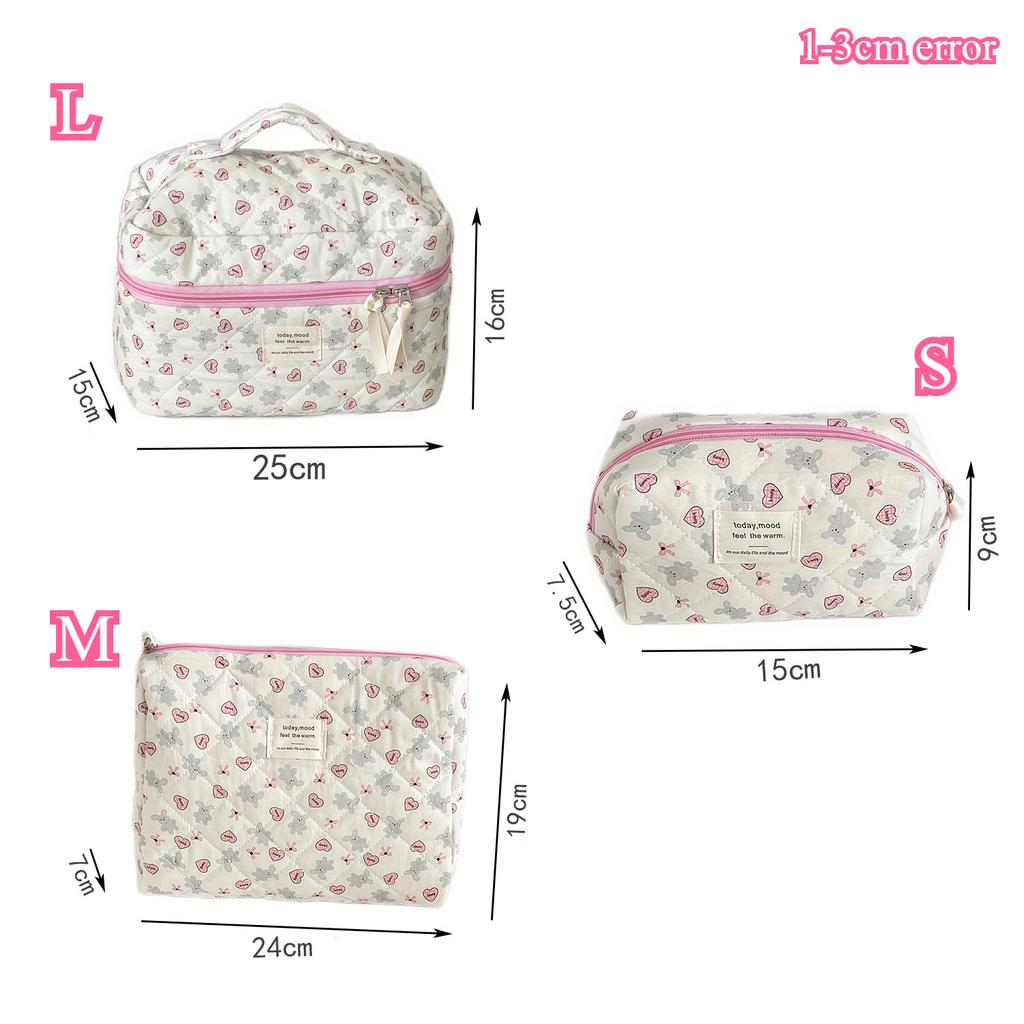 Cartoon Rabbit College Girls Cosmetic Bags Sweet Love Heart Women's Travel Storage Bag Portable Female Makeup Case Handbags