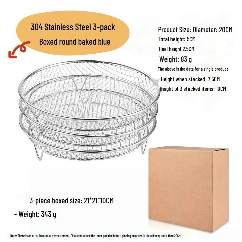 304 Stainless Steel Baking Rack for Air Fryer & Oven - Dehydrating, Oil Draining, and Frying.