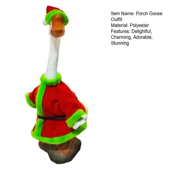 Porch Goose Outfit Turkey/Scarecrow/Santa Clothes Fits 23 Inch Cement Plastic Goose Statue for Harvest Autumn Thanksgiving Christmas Yard Patio Decor