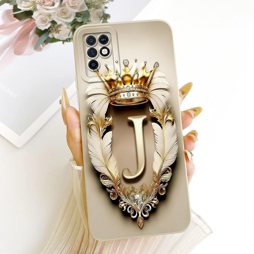 For Infinix Note 10 Case Cover Luxury A-Z Letters Cool Crown 2D Painted Silicone Phone Casing For Infinix Note10 X693