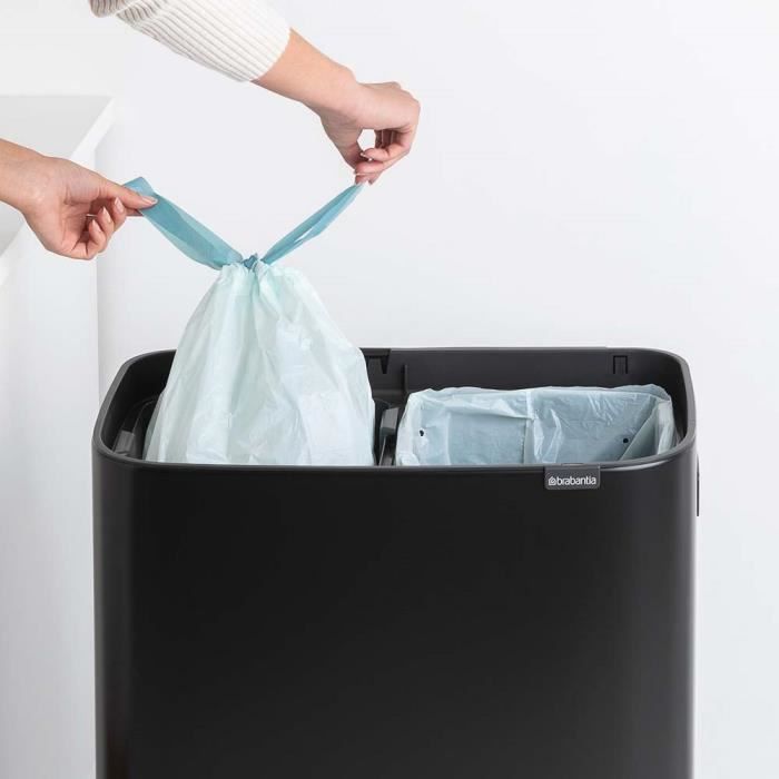 BRABANTIA Poubelle Bo Touch Bin Hi 2 Seaux 2 X 30 L Noir