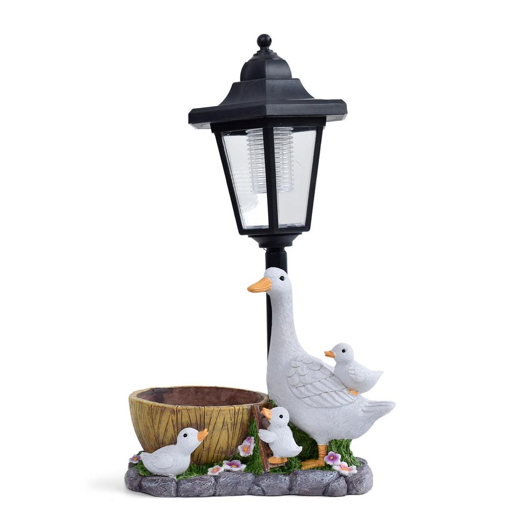 Solar-Powered Duck Garden Statue: Outdoor Resin Ornament for Courtyard Décor