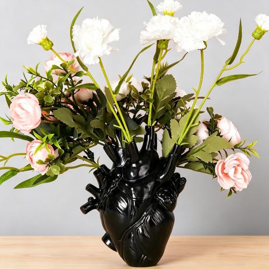 Xiaobudian Heart Shaped Flower Vases, Resin Vase, Creative Holder, Modern Art Style Decorative Vase for Home Wedding Valentine Gift Desktop