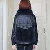 Autumn Winter Women's Faux Fur Coats Stitched Artificial Fox Fur Collar Fur Coat Short Slim Down Leather Jacket