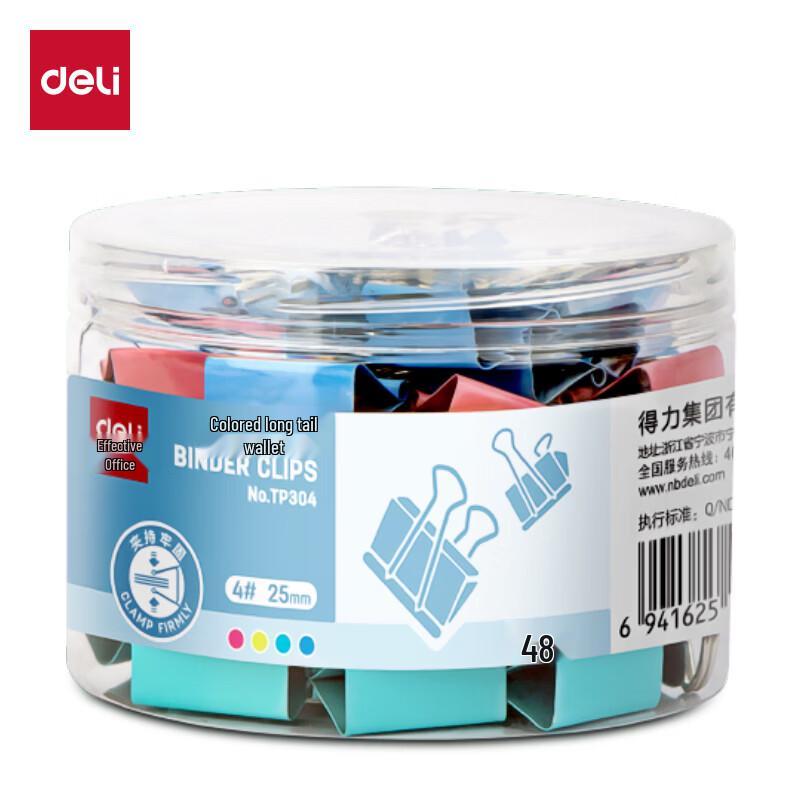 Deli 25mm Colored Binder Clips, 48-Pack