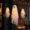 Halloween Hanging Ghost Decorations Outdoor Decoration, Large on Broom, Spooky Porch Decor Flying Gauze for Tree, Porch, Yard, Patio, Outside