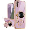 For Reno 12 Pro 13F Plating Astronaut Ring Stand Holder Case For OPPO A60 A79 A98 Realme C67 C65 Soft Silicone Shockproof Cover