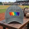LOVE IS LOVE LGBTQ Pride Rainbow Heart Washed Baseball Cap Adjustable Buckle Lightweight Breathable Unisex