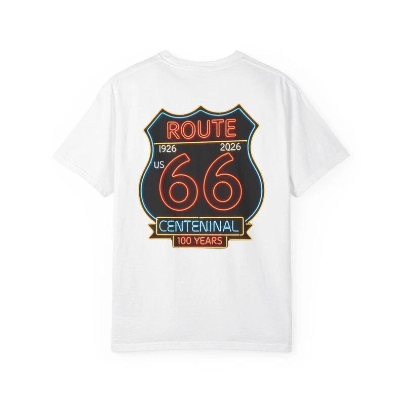 Route 66 Centennial Shirt 1926-2026 | Retro Neon Road Trip T-Shirt | Vintage Mot L