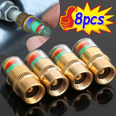1/4/8pcs Car Tyre Pressure Warning Caps  Alarm Monitoring Valve Cover Sensor Copper Core Valve Caps for Auto Motorcycle Bicycle