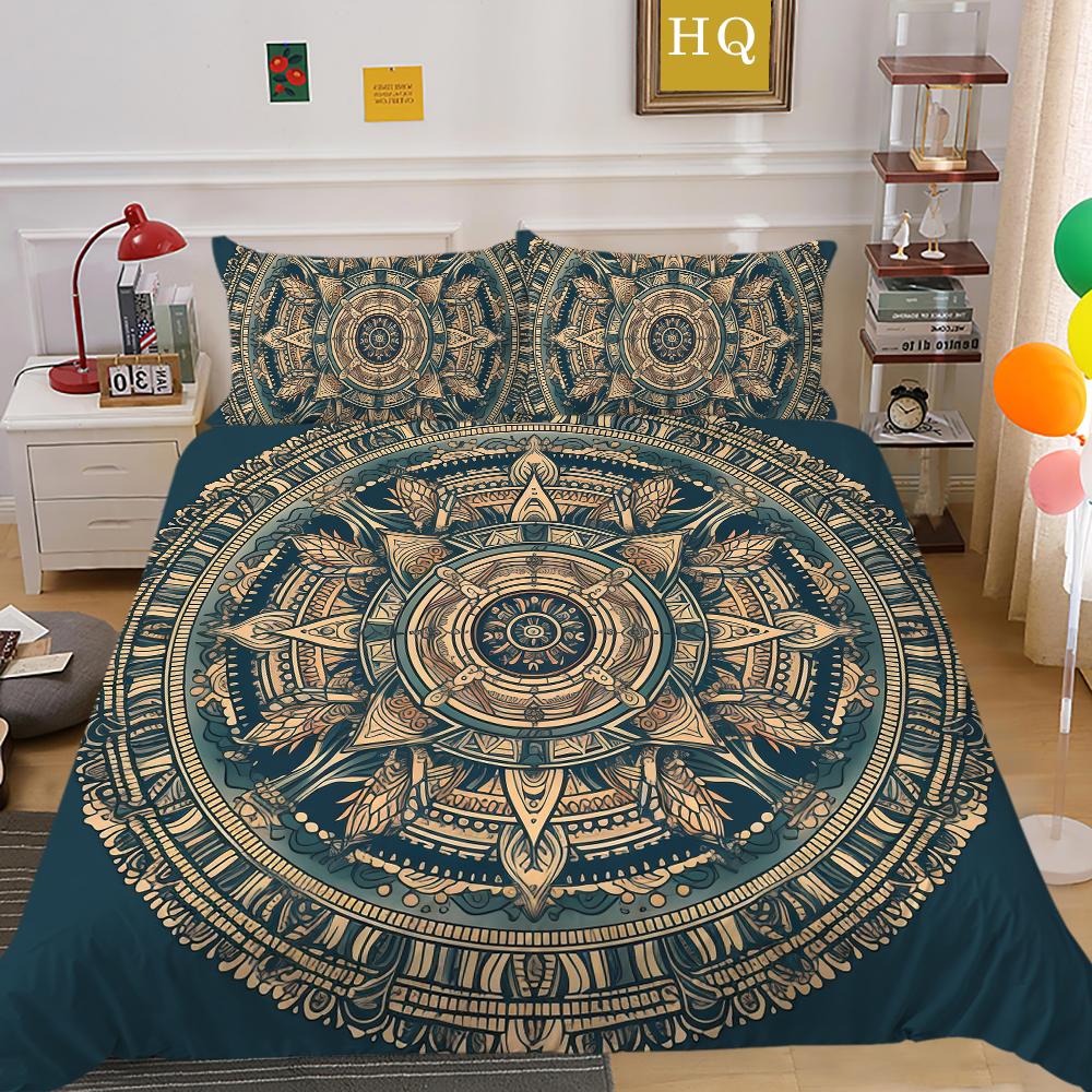 Home Bedding Set 3D Mandala Printing Bedspreads Queen Double Size Microfiber Duvet Cover Set Bedroom Decor