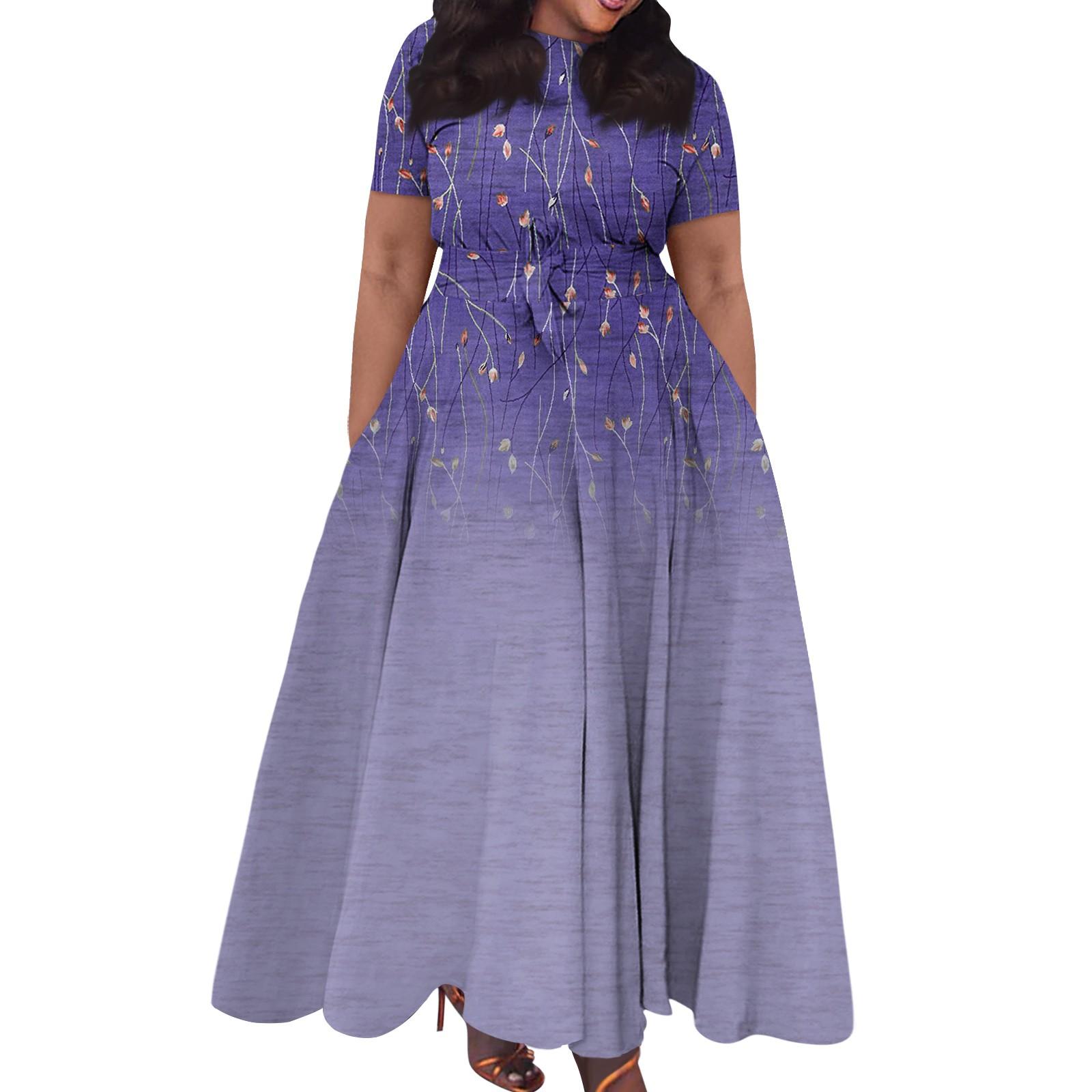 

Женское повседневное модное свободное платье большого размера с принтом, круглым вырезом и короткими рукавами, карманными бретелями XXXL