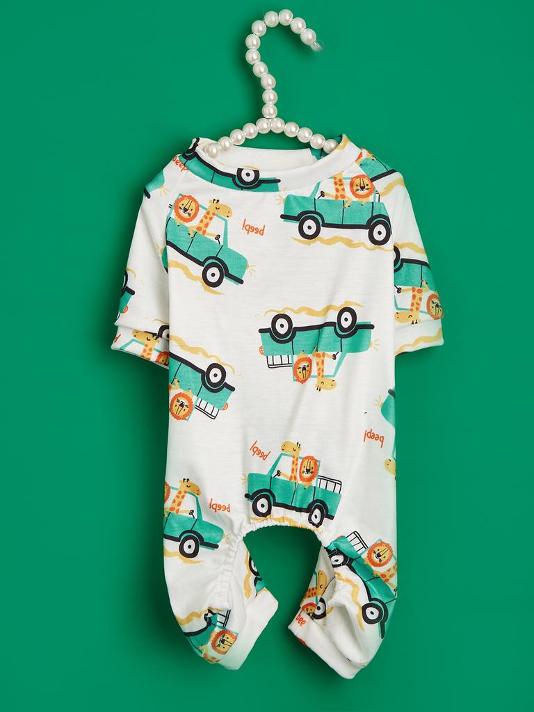 Dog Pajamas Pjs Spring Summer Dog Clothes for Small Dogs Girl Boy , Cute Fox Pattern Puppy Clothes Doggie Onesies Cat Pet